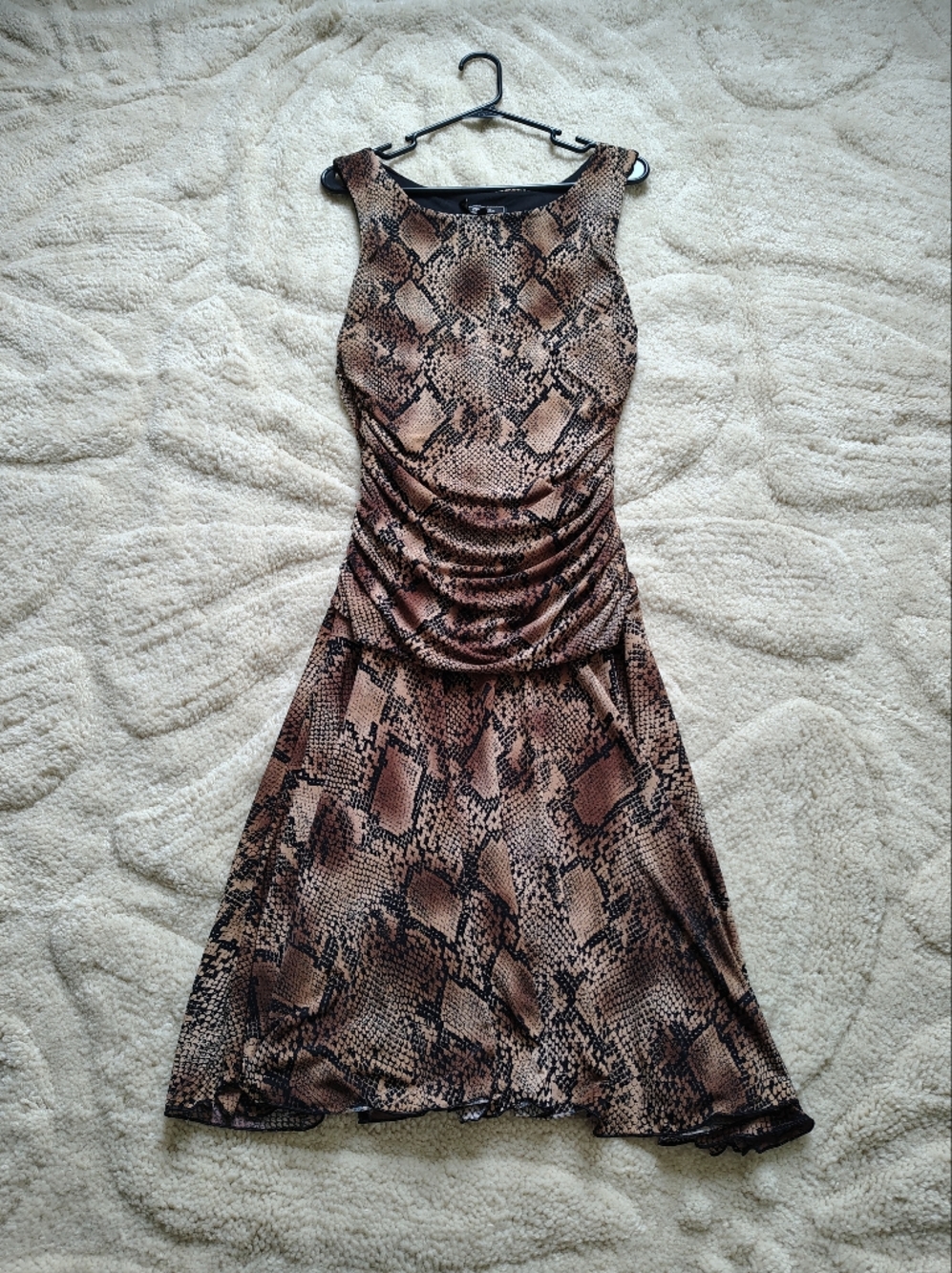Lily Women's Large Snakeskin Print Brown Dress Made In USA